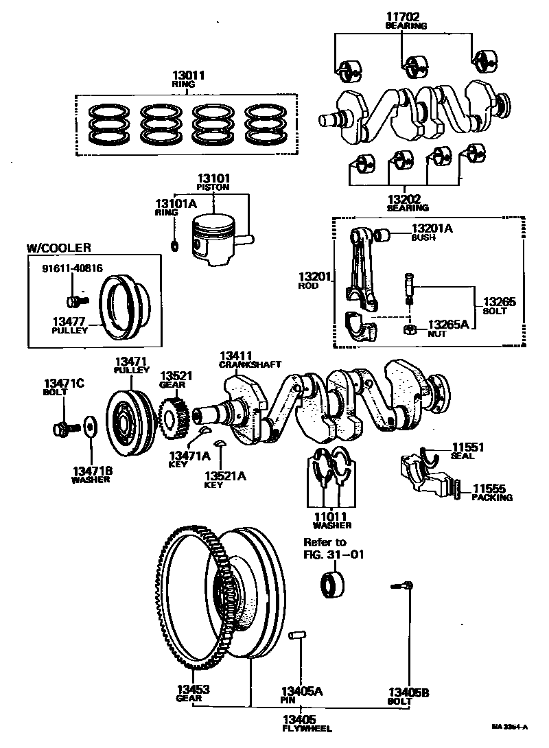 Toyota HILUX Crankshaft & Piston EPC diagram — MA3354A