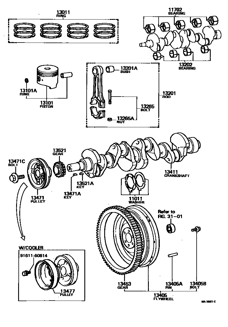 Toyota HILUX Crankshaft & Piston EPC diagram — MA3997C