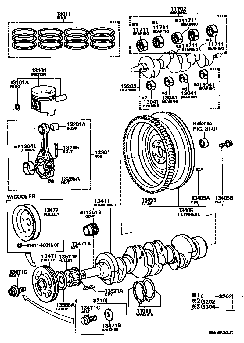Toyota HILUX Crankshaft & Piston EPC diagram — MA4630G