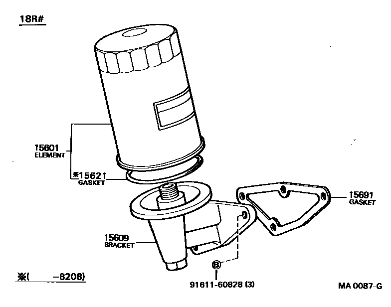 Toyota HILUX Oil Filter EPC diagram — MA0087G