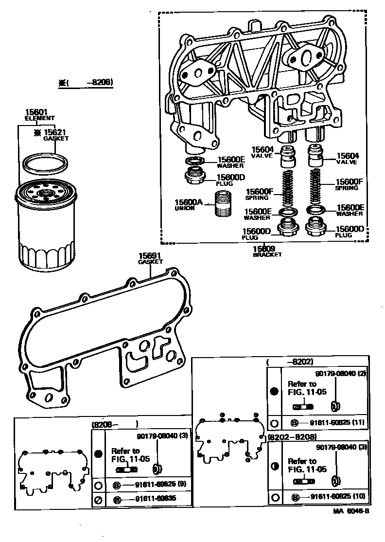 Toyota HILUX Oil Filter EPC diagram — MA6046B