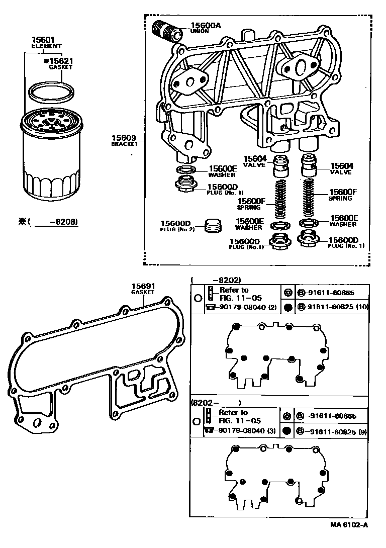 Toyota HILUX Oil Filter EPC diagram — MA6102A