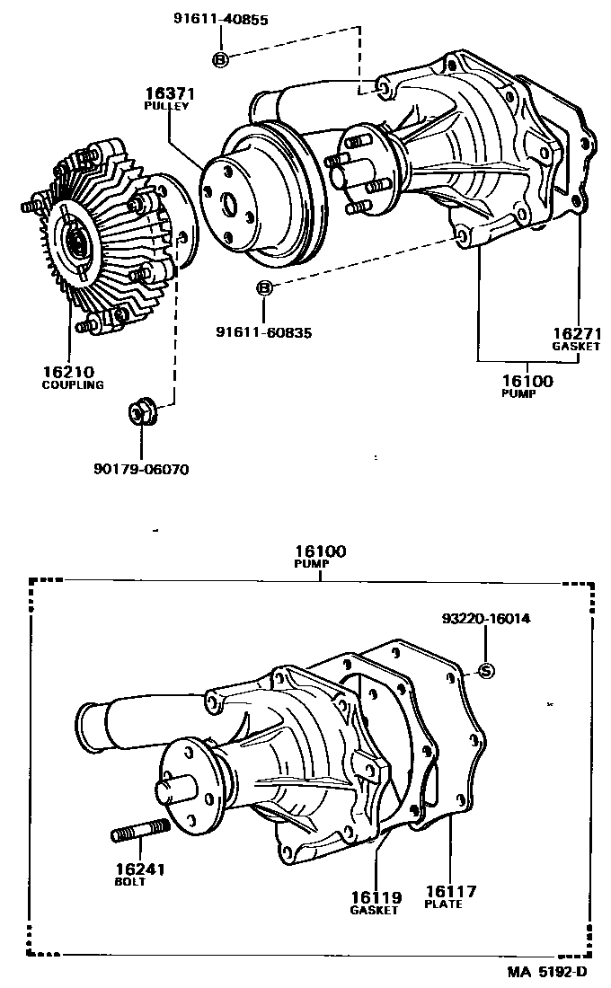 Toyota HILUX Water Pump EPC diagram — MA5192D