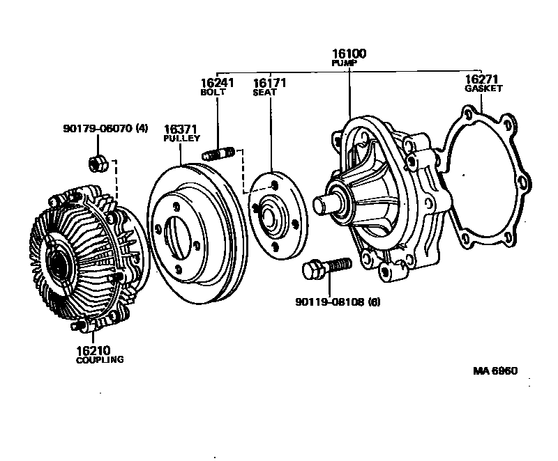 Toyota HILUX Water Pump EPC diagram — MA6960