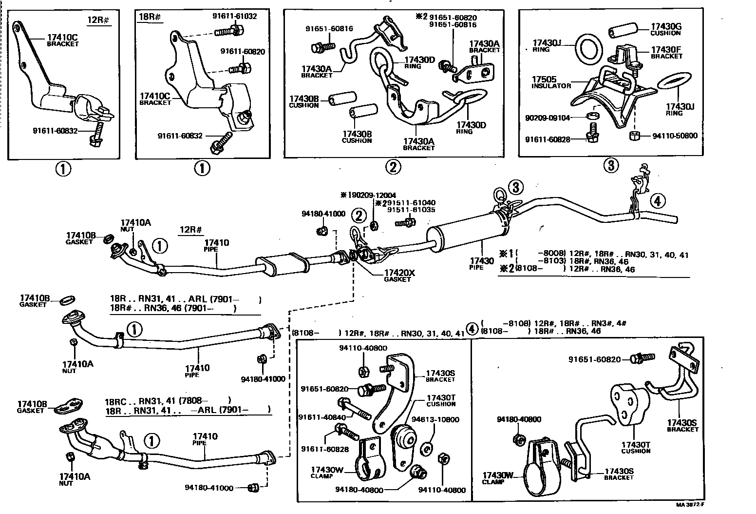 Toyota HILUX Exhaust Pipe EPC diagram — MA3972F