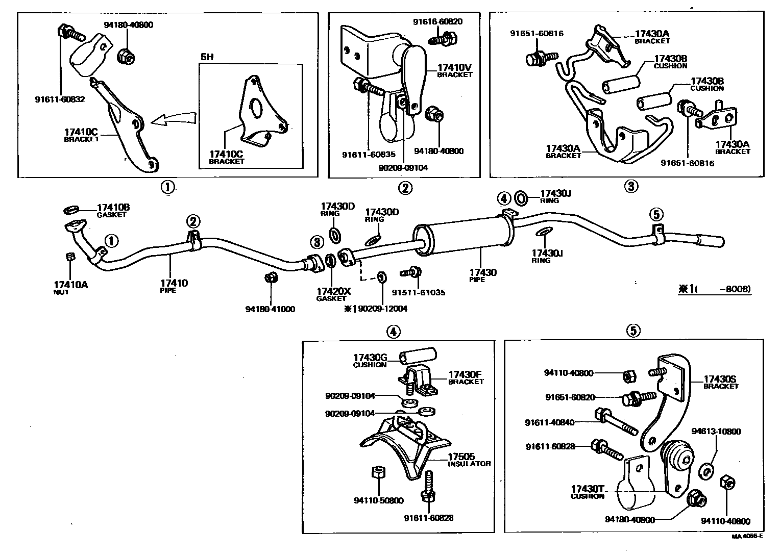 Toyota HILUX Exhaust Pipe EPC diagram — MA4056E
