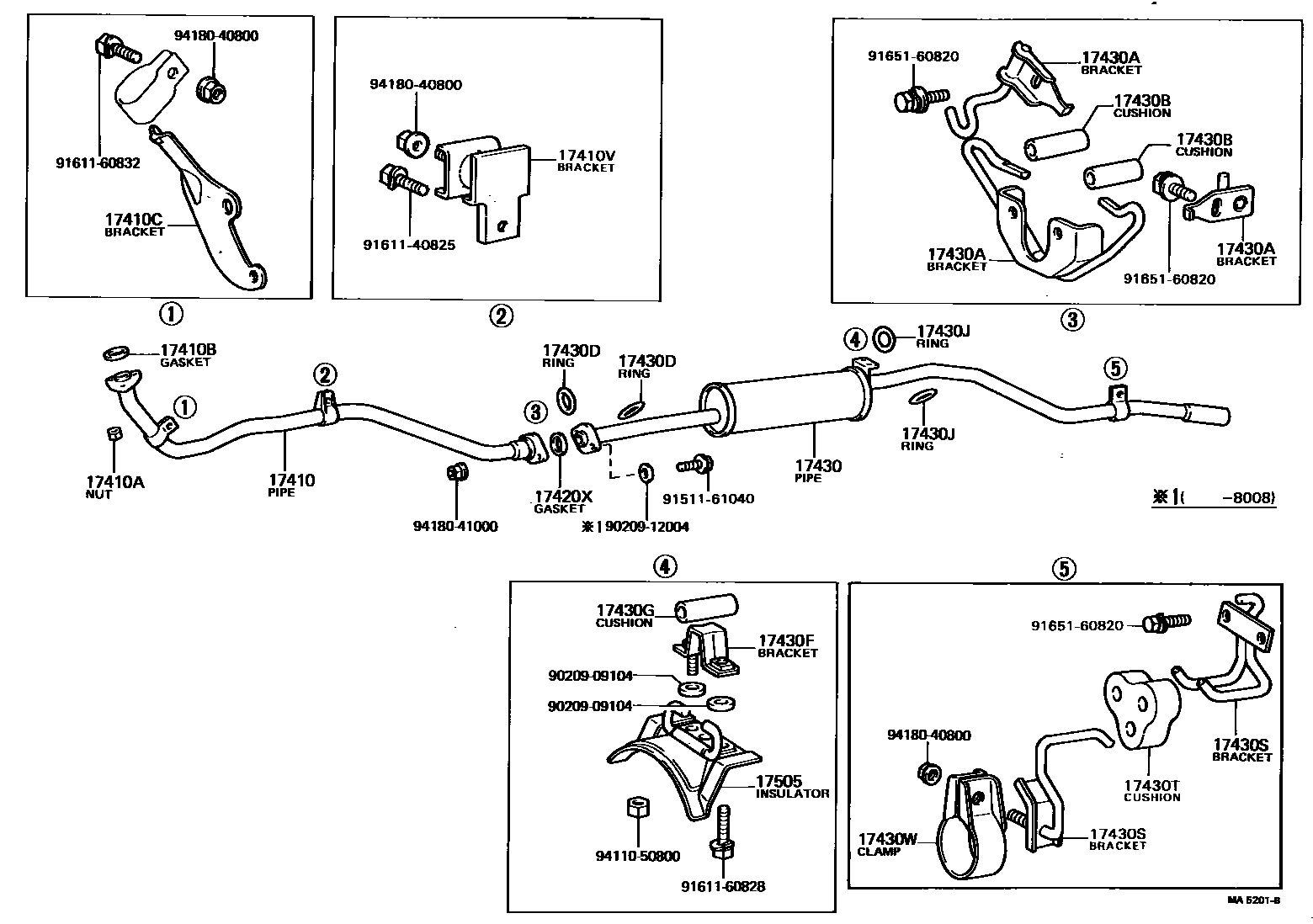 Toyota HILUX Exhaust Pipe EPC diagram — MA5201B
