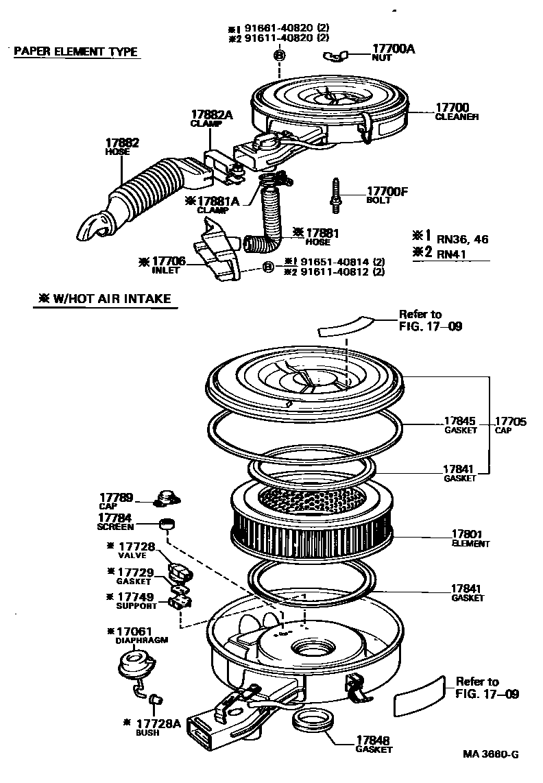 Toyota HILUX Air Cleaner EPC diagram — MA3660G