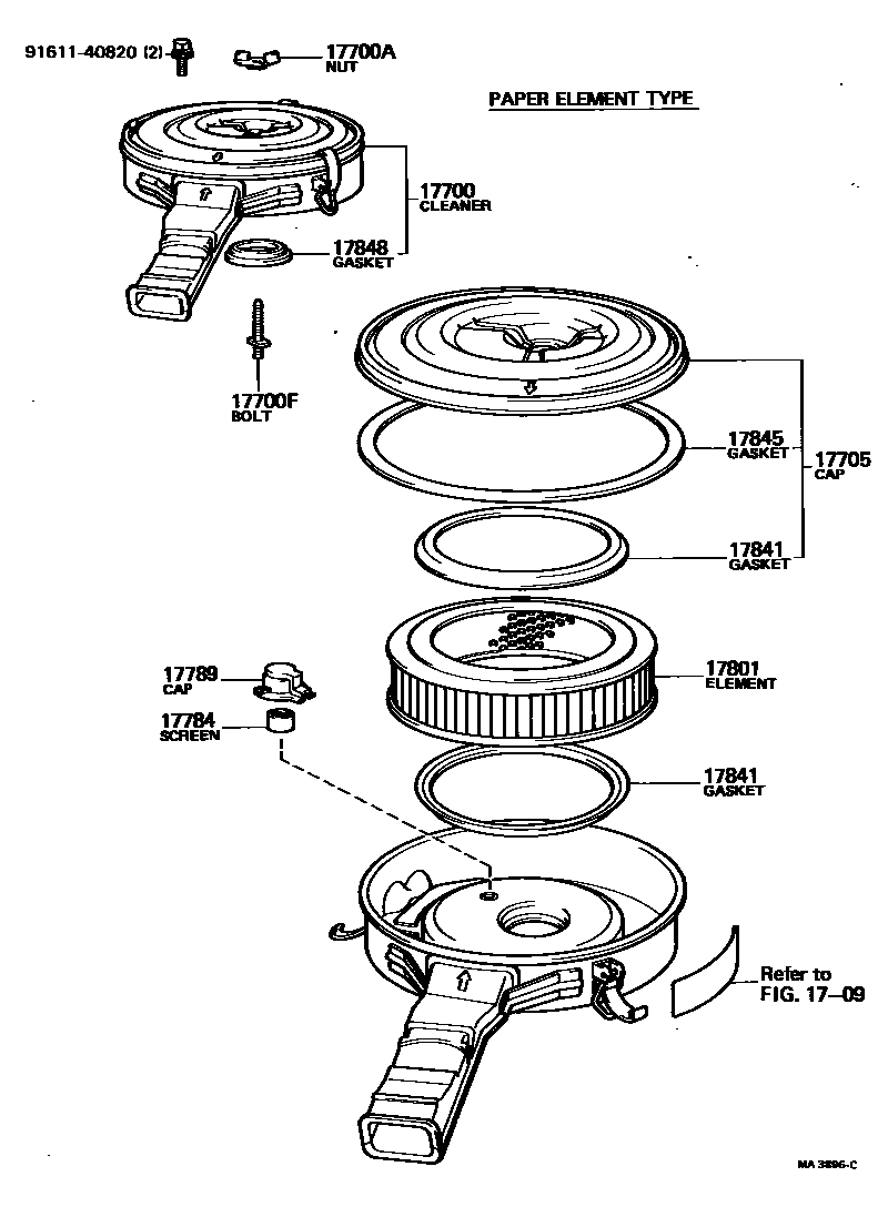 Toyota HILUX Air Cleaner EPC diagram — MA3896C