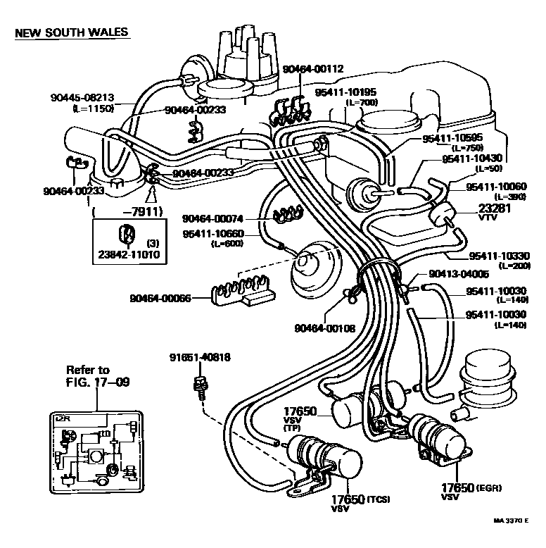 Toyota HILUX vacuum tube EPC diagram — MA3370E