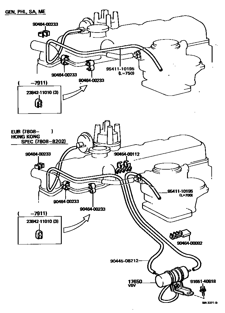 Toyota HILUX vacuum tube EPC diagram — MA3371D
