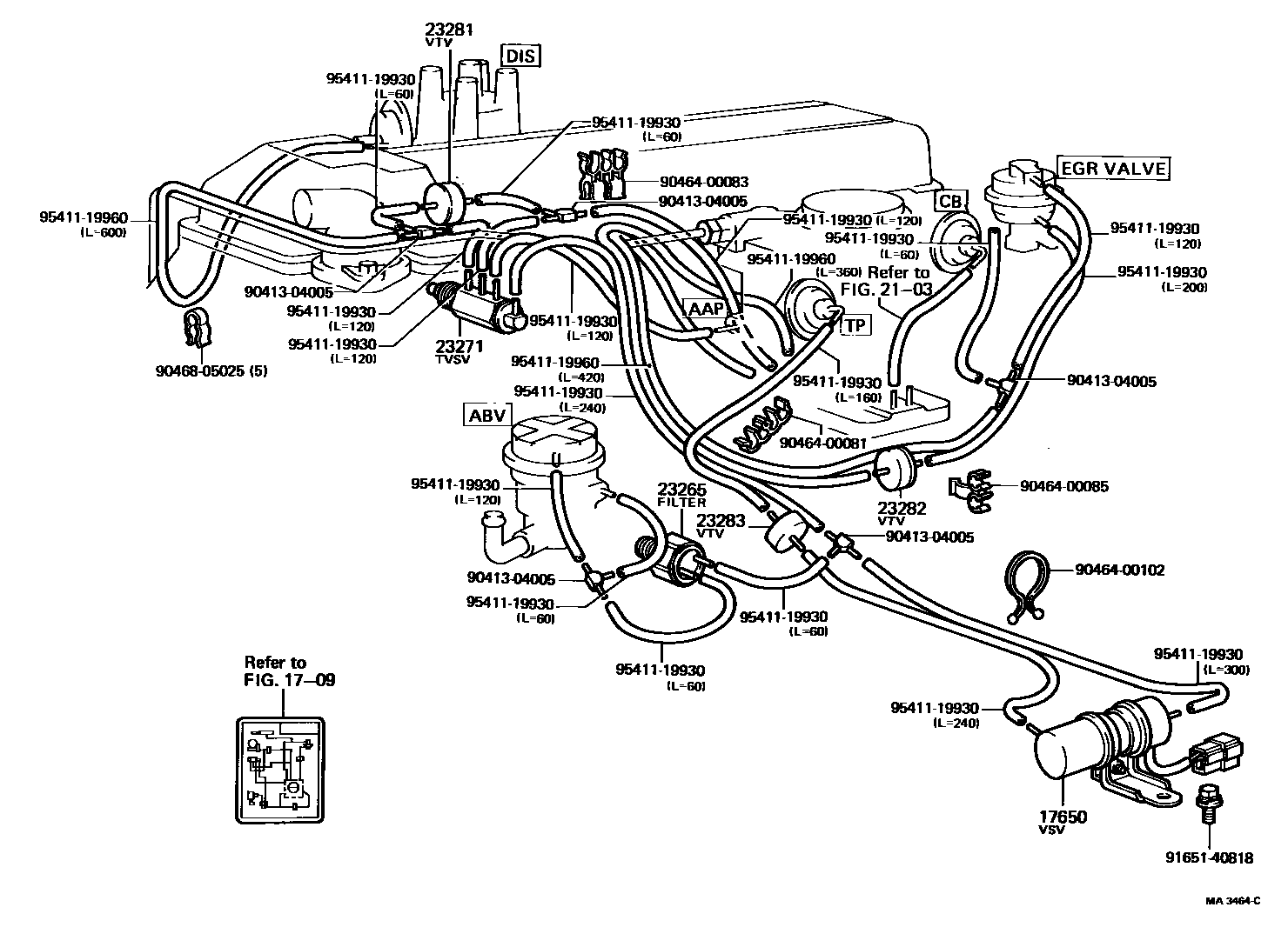 Toyota HILUX vacuum tube EPC diagram — MA3464C