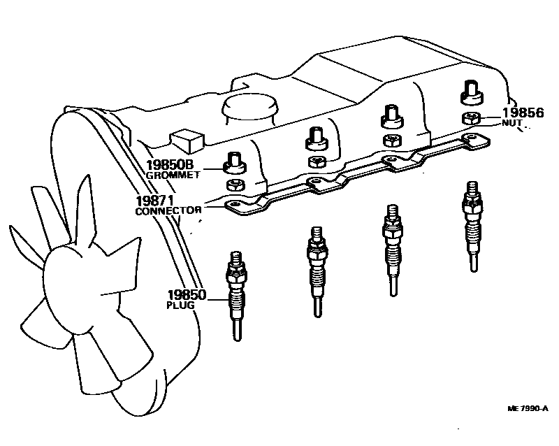 Toyota HILUX 点火线圈和火花塞 EPC diagram — ME7990A
