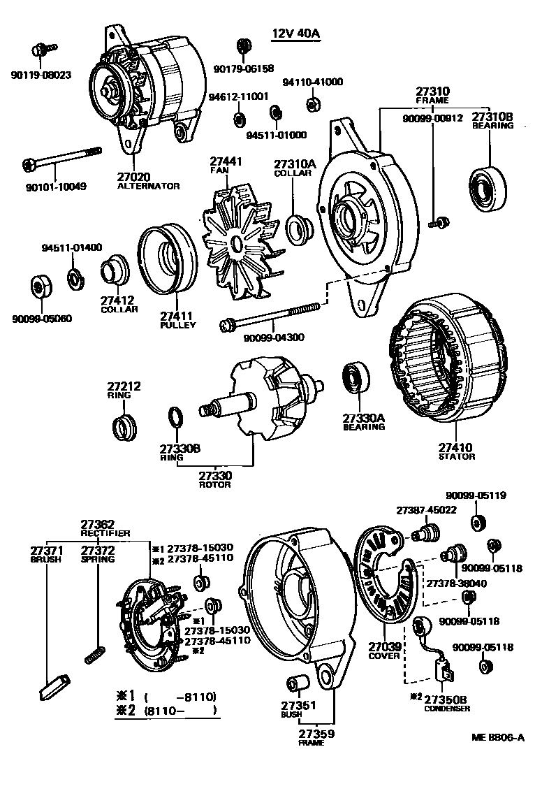 Toyota HILUX Alternator EPC diagram — ME8806A