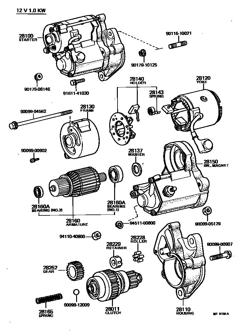 Toyota HILUX 起动机 EPC diagram — ME9106A