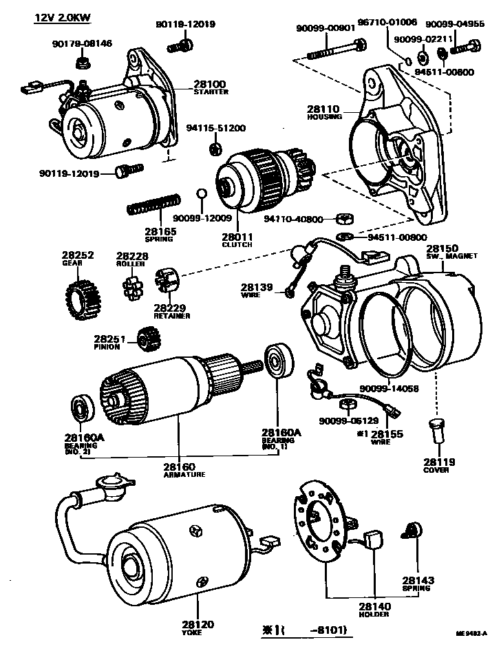 Toyota HILUX 起动机 EPC diagram — ME9482A