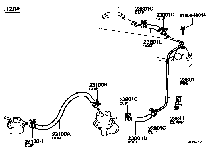 Toyota HILUX 燃油管和卡箍 EPC diagram — MF2427A