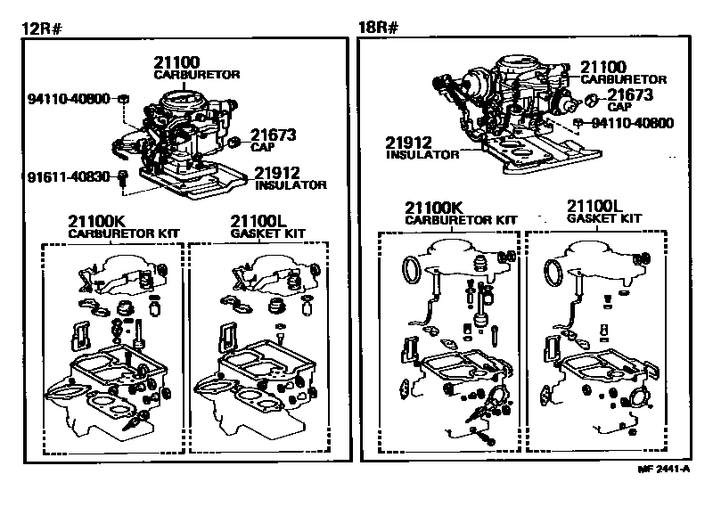 Toyota HILUX carburetor assembly EPC diagram — MF2441A