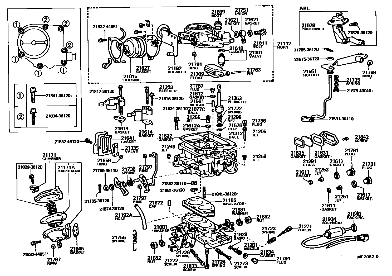 Toyota HILUX 化油器 EPC diagram — MF2062D