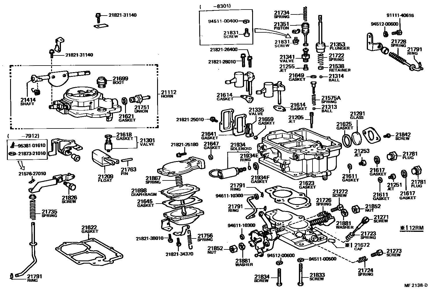 Toyota HILUX 化油器 EPC diagram — MF2138D