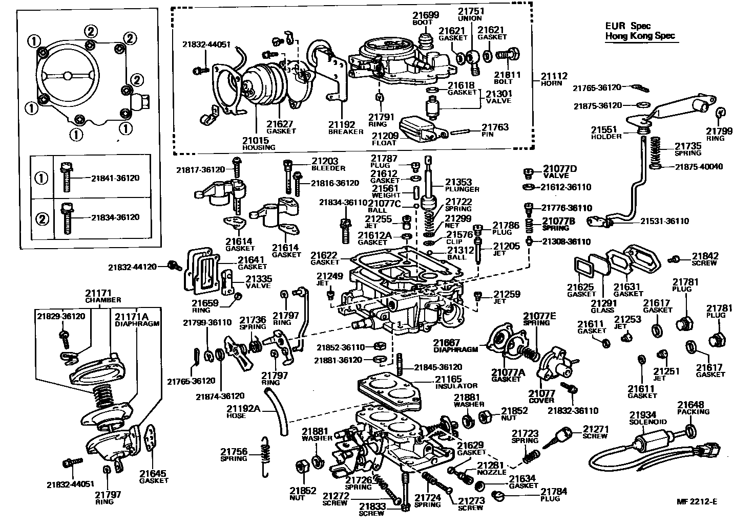 Toyota HILUX 化油器 EPC diagram — MF2212E