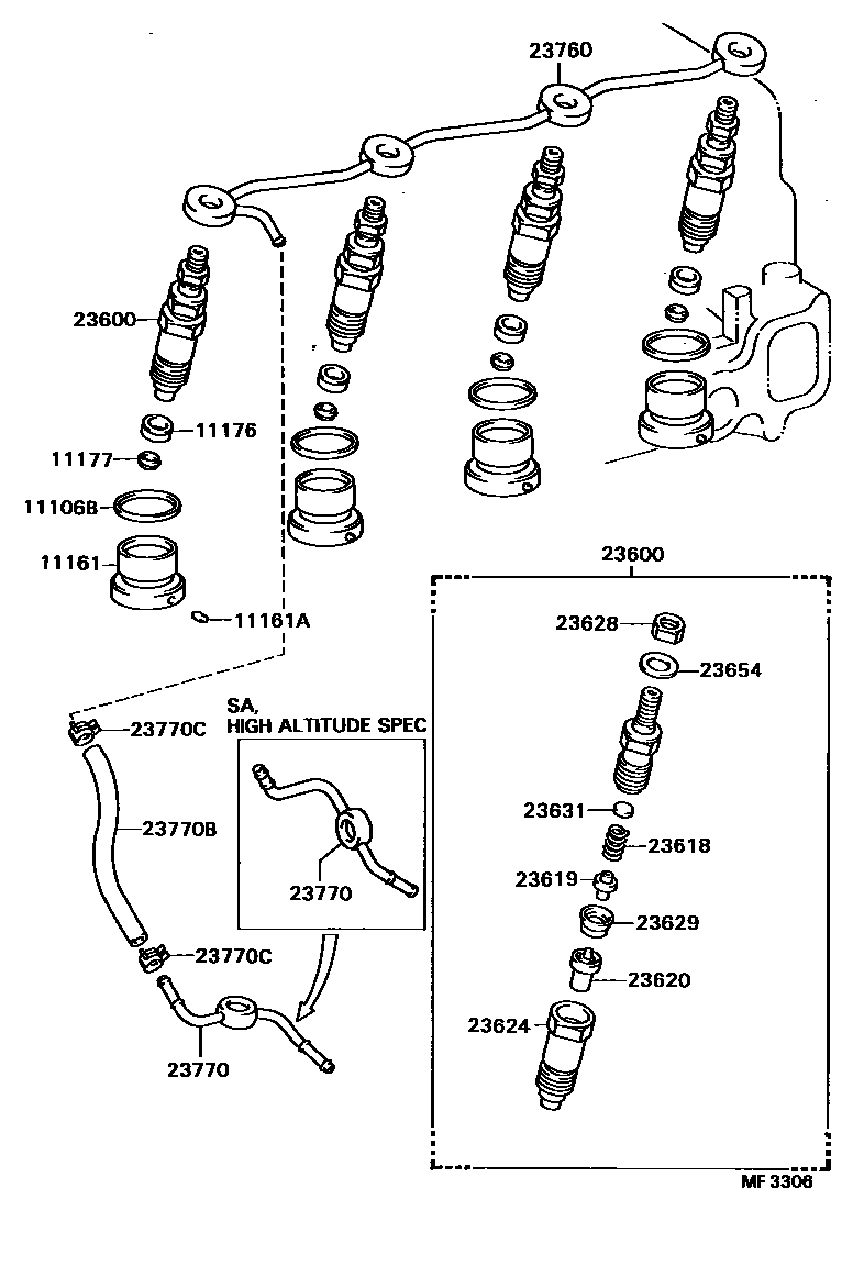 Toyota HILUX 喷油嘴 EPC diagram — MF3306