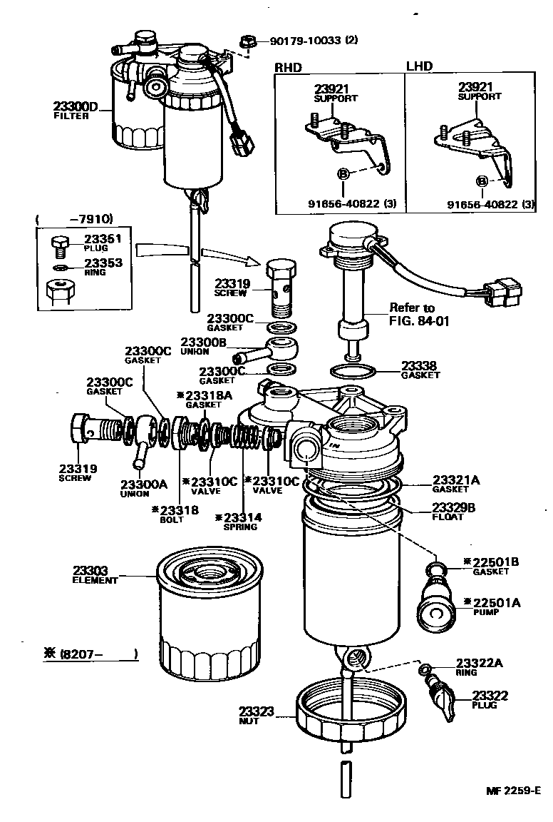 Toyota HILUX fuel filter EPC diagram — MF2259E