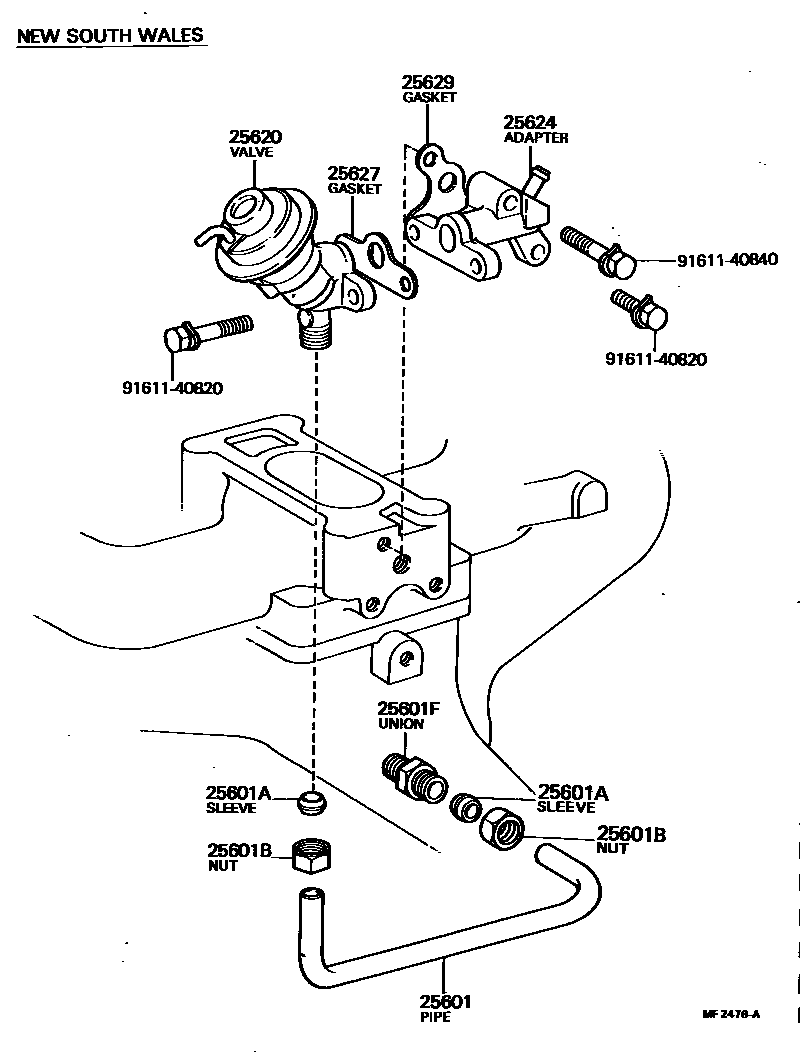 Toyota HILUX 废气再循环系统 EPC diagram — MF2476A