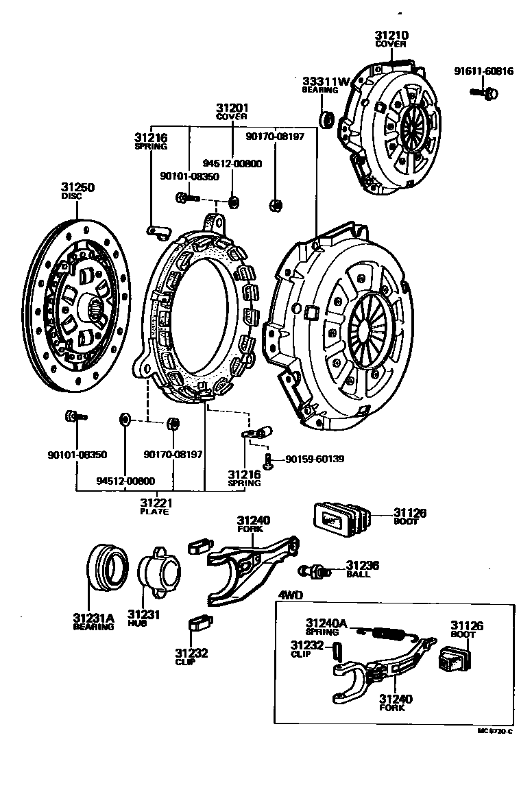 Toyota HILUX 离合器和分离叉 EPC diagram — MC5720C