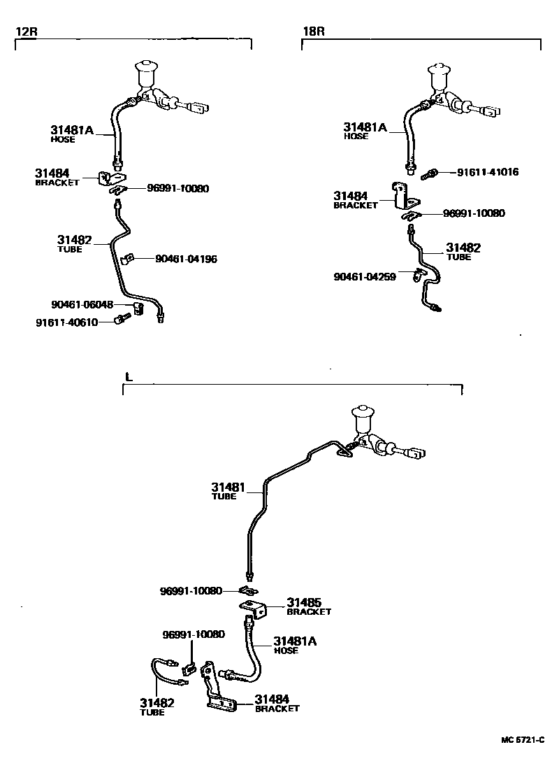 Toyota HILUX 离合器踏板和挠性软管 EPC diagram — MC5721C