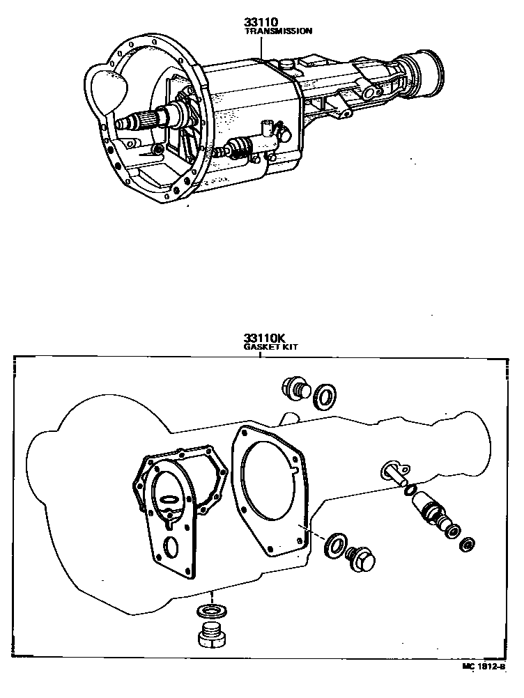 Toyota HILUX 传动桥或变速器总成和衬垫组件(MTM) EPC diagram — MC1812B