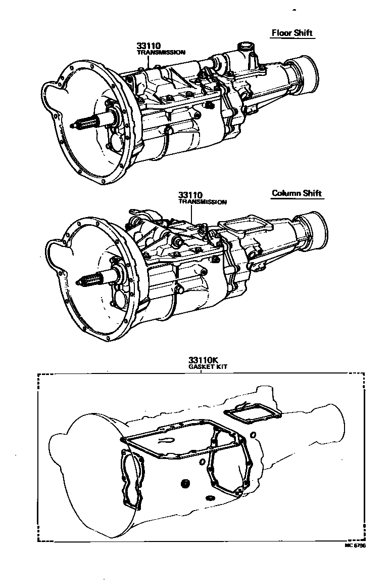Toyota HILUX 传动桥或变速器总成和衬垫组件(MTM) EPC diagram — MC6796