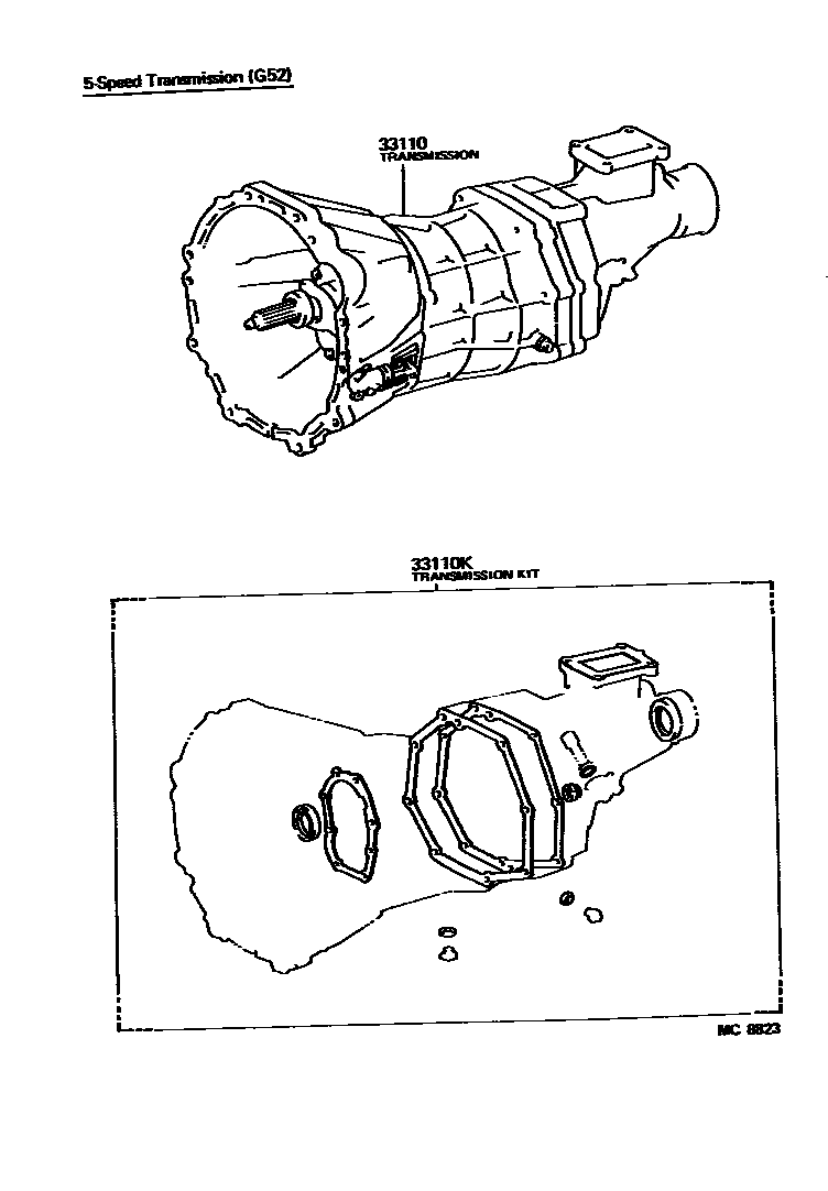 Toyota HILUX 传动桥或变速器总成和衬垫组件(MTM) EPC diagram — MC8823