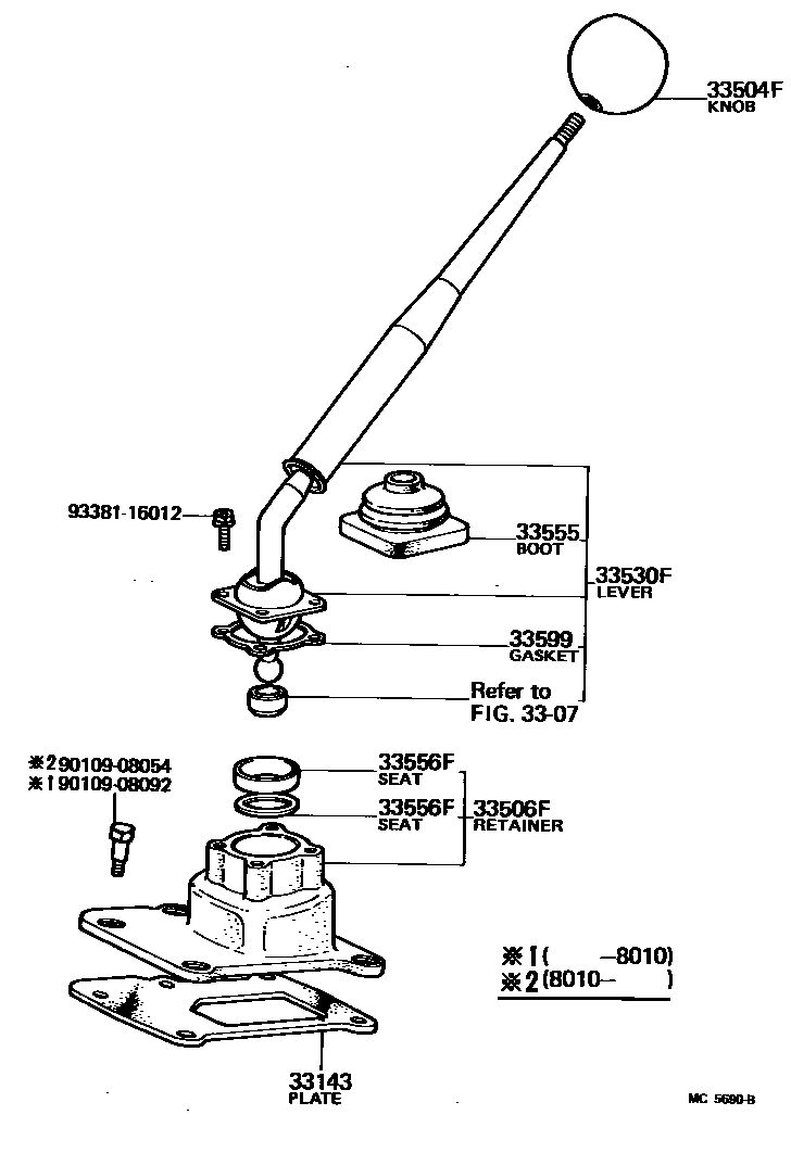 Toyota HILUX Shift Lever & Retainer EPC diagram — MC5690B