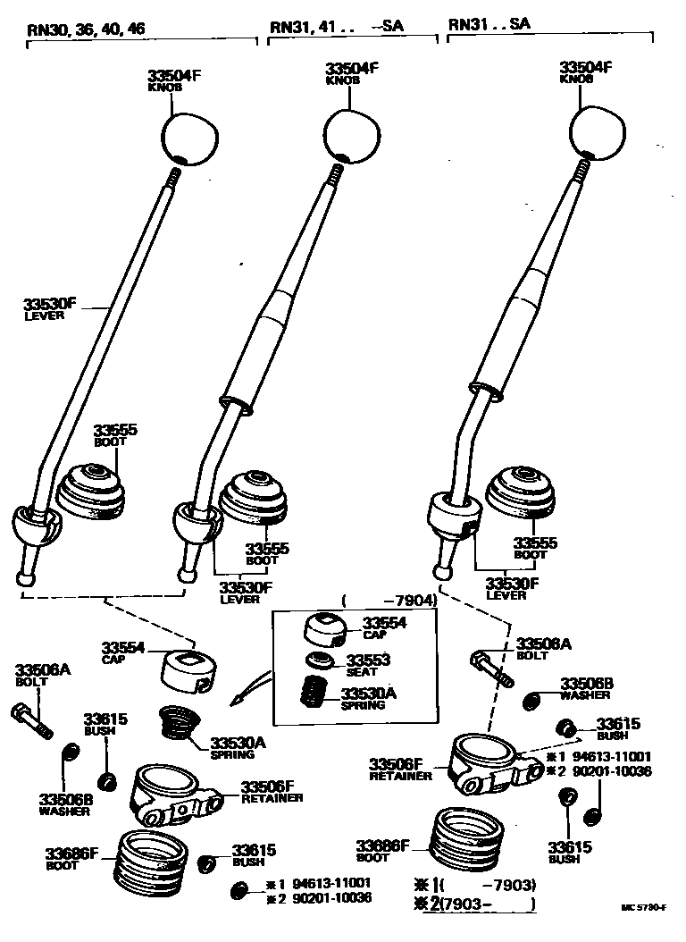 Toyota HILUX Shift Lever & Retainer EPC diagram — MC5730F