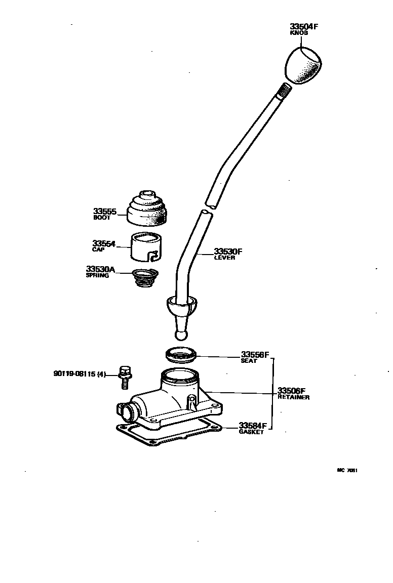 Toyota HILUX Shift Lever & Retainer EPC diagram — MC7061
