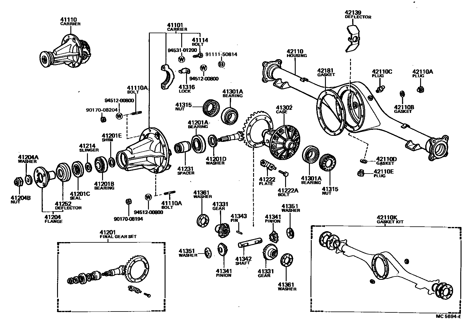 Toyota HILUX 后桥壳和差速器 EPC diagram — MC5694E