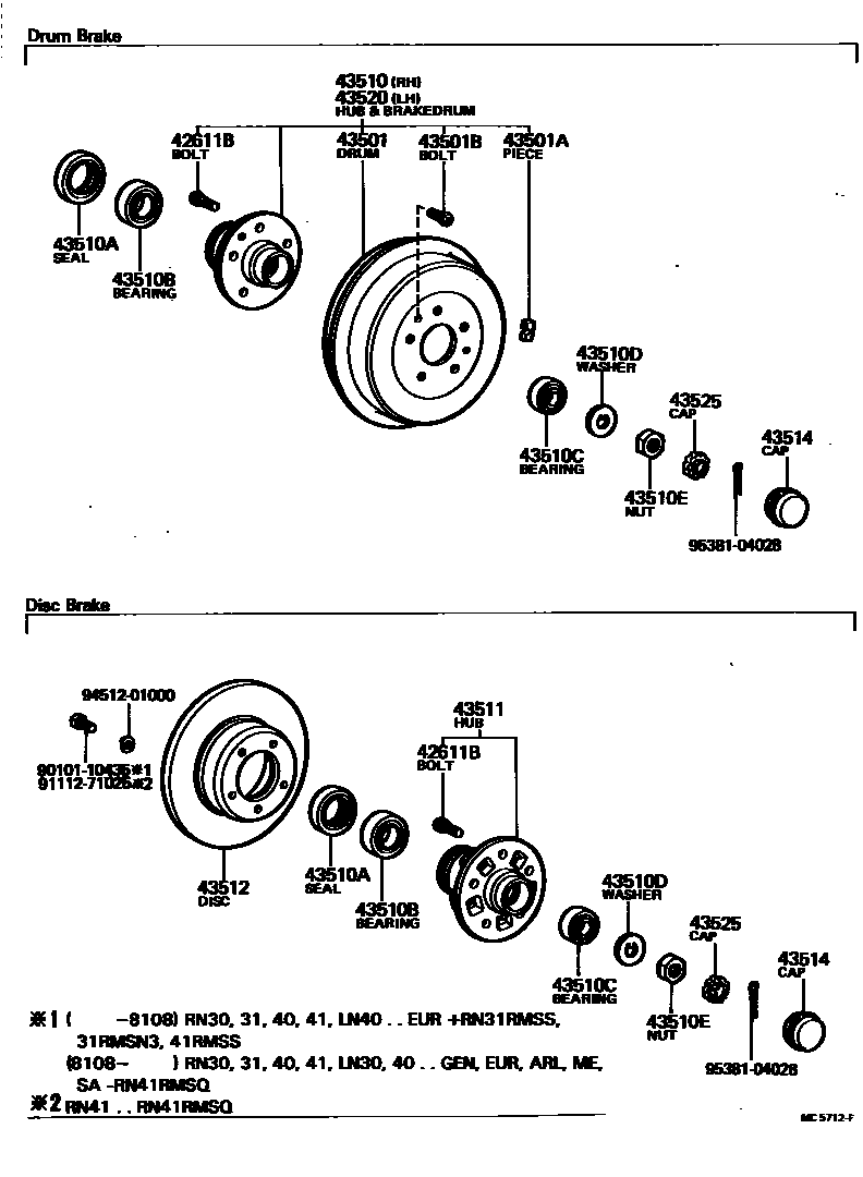 Toyota HILUX Front Axle Hub EPC diagram — MC5712F