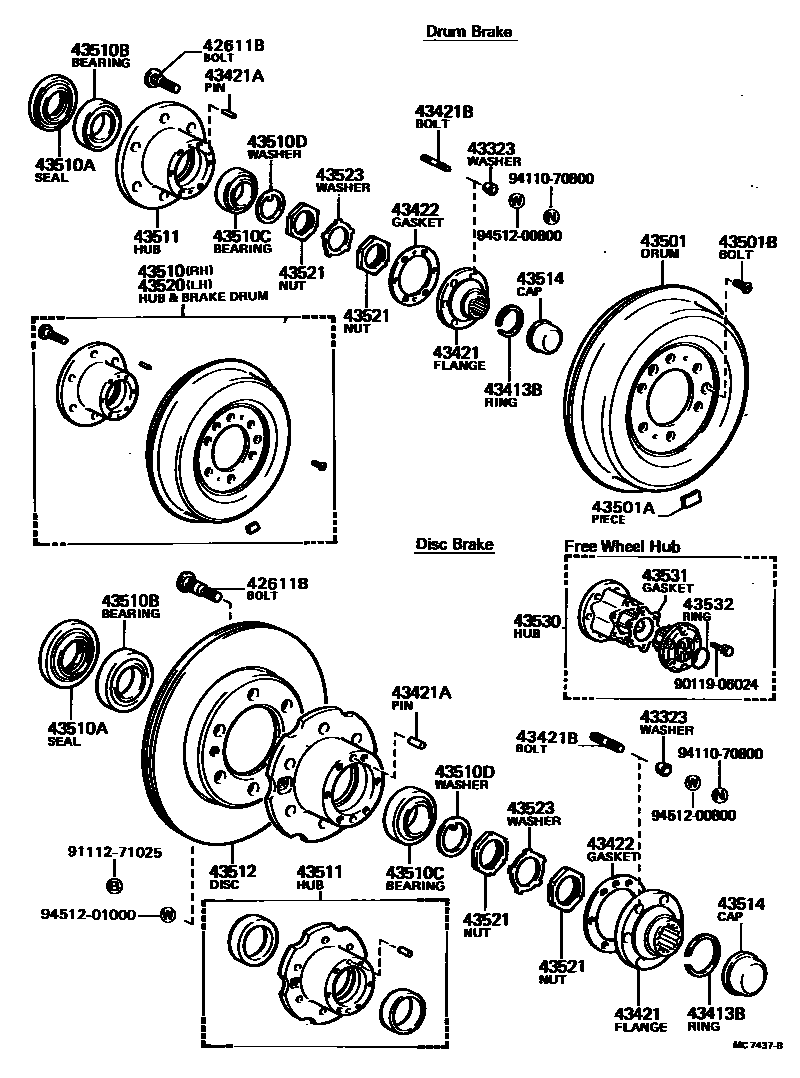 Toyota HILUX Front Axle Hub EPC diagram — MC7437B