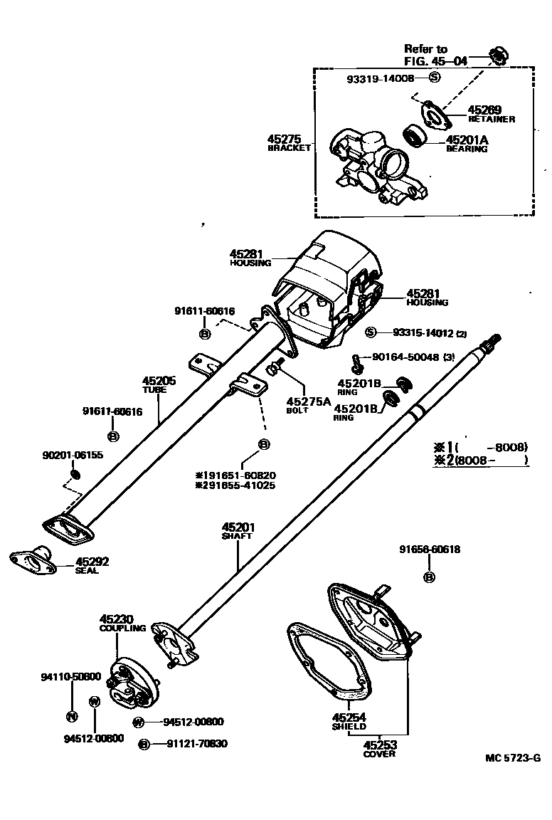 Toyota HILUX Steering Column & Shaft EPC diagram — MC5723G