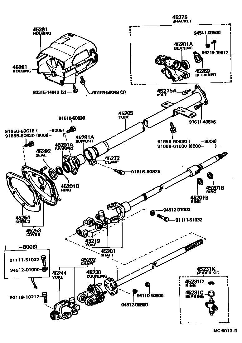 Toyota HILUX Steering Column & Shaft EPC diagram — MC6013D
