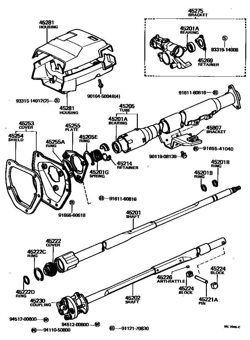 Toyota HILUX Steering Column & Shaft EPC diagram — MC7065C