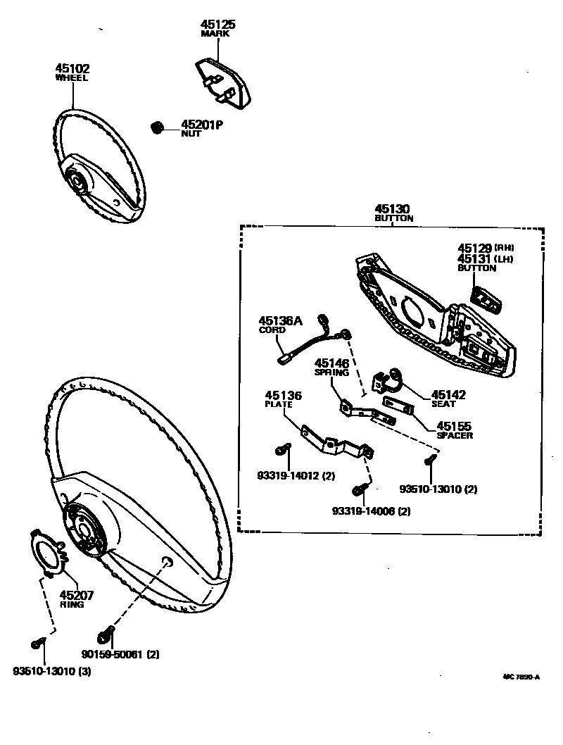 Toyota HILUX Steering Wheel EPC diagram — MC7890A