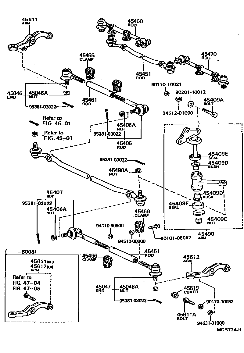 Toyota HILUX 前转向齿轮和连杆 EPC diagram — MC5724H