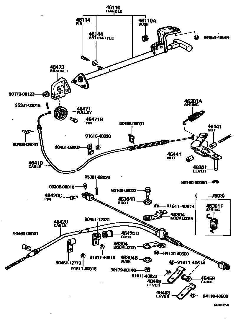 Toyota HILUX Parking Brake & Cable EPC diagram — MC6017B