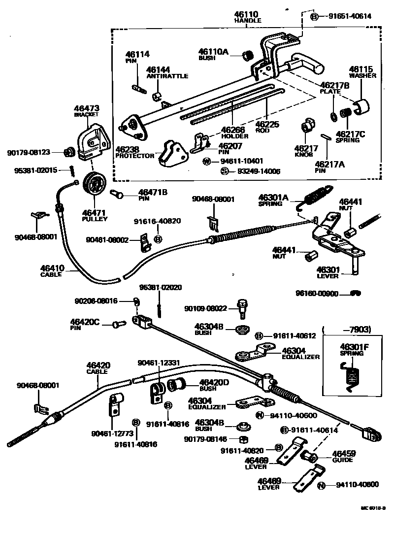 Toyota HILUX Parking Brake & Cable EPC diagram — MC6018B