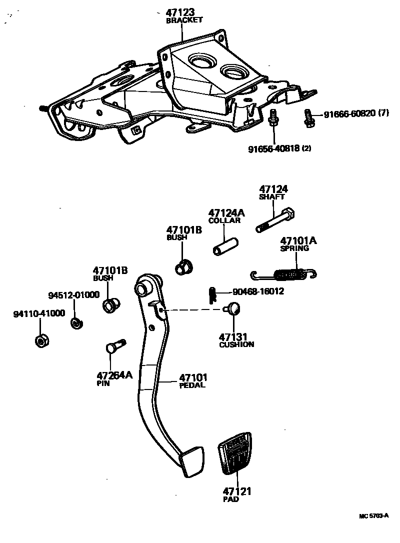 Toyota HILUX Brake Pedal & Bracket EPC diagram — MC5703A