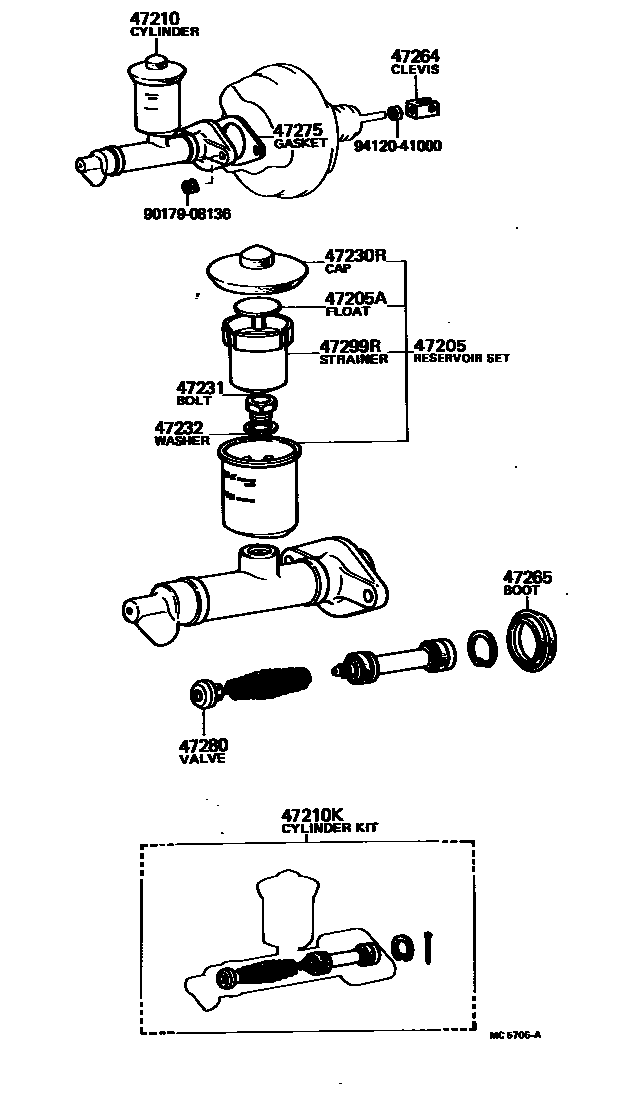 Toyota HILUX 制动总泵 EPC diagram — MC5705A