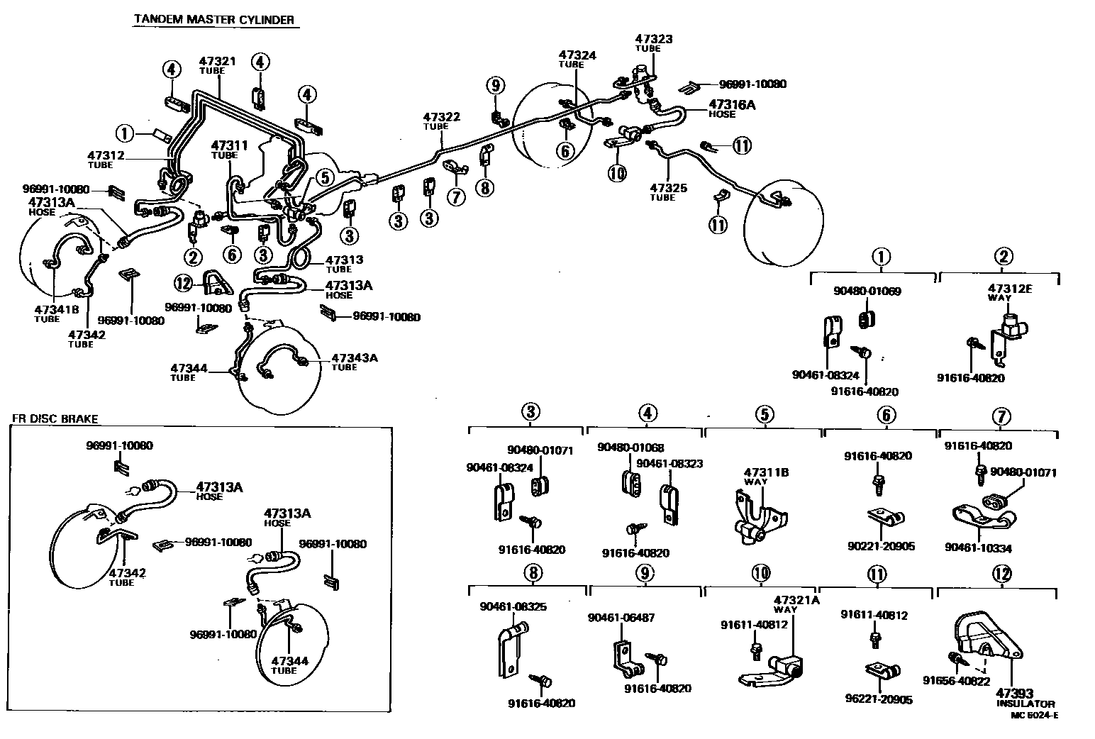 Toyota HILUX 制动配管和卡箍 EPC diagram — MC6024E