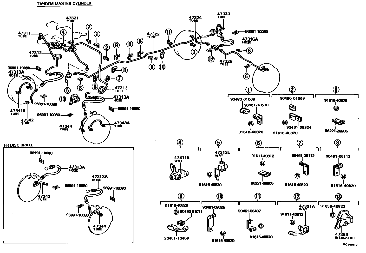 Toyota HILUX 制动配管和卡箍 EPC diagram — MC7656D